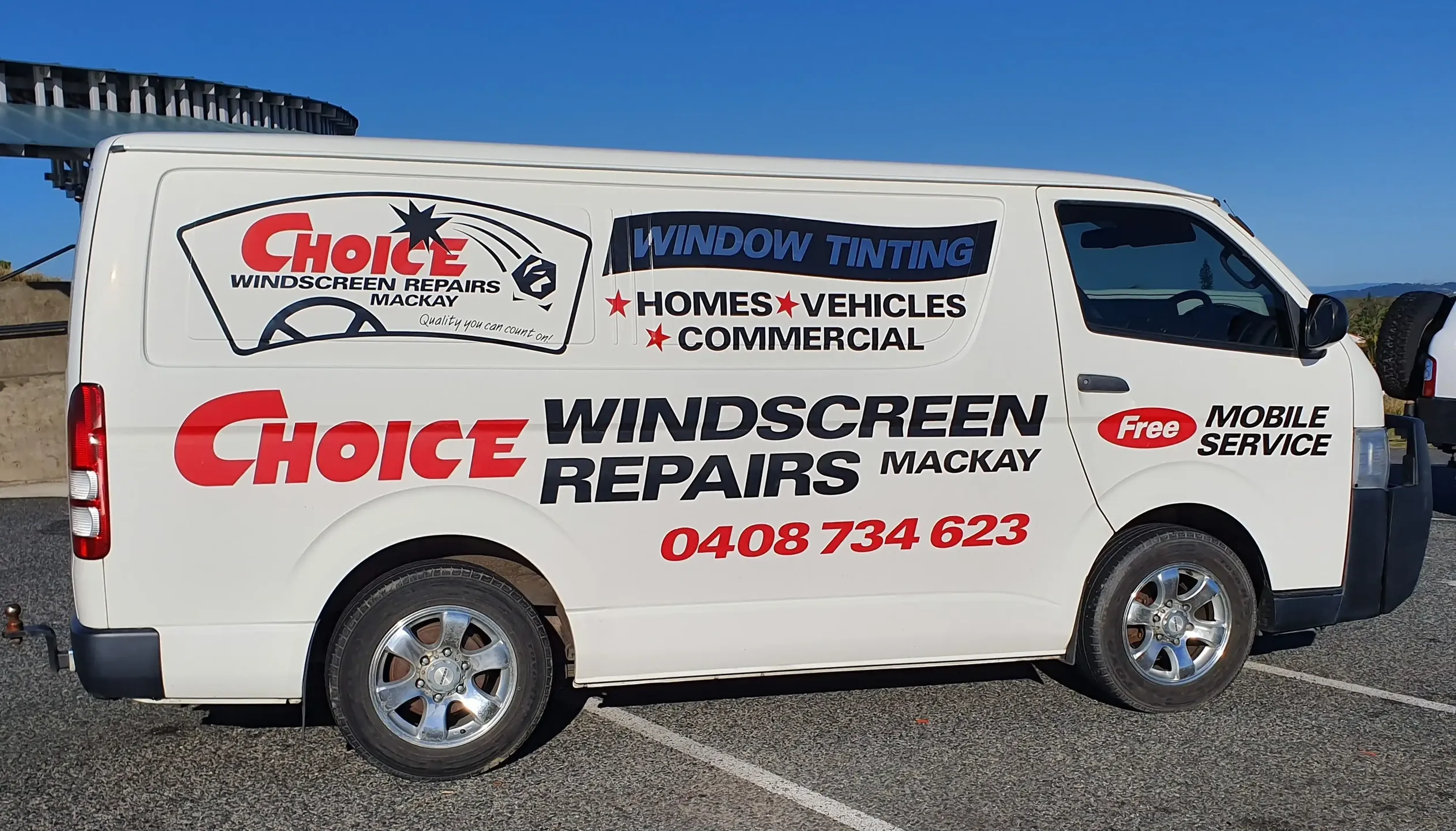 Choice Windscreen Repairs Mackay work van